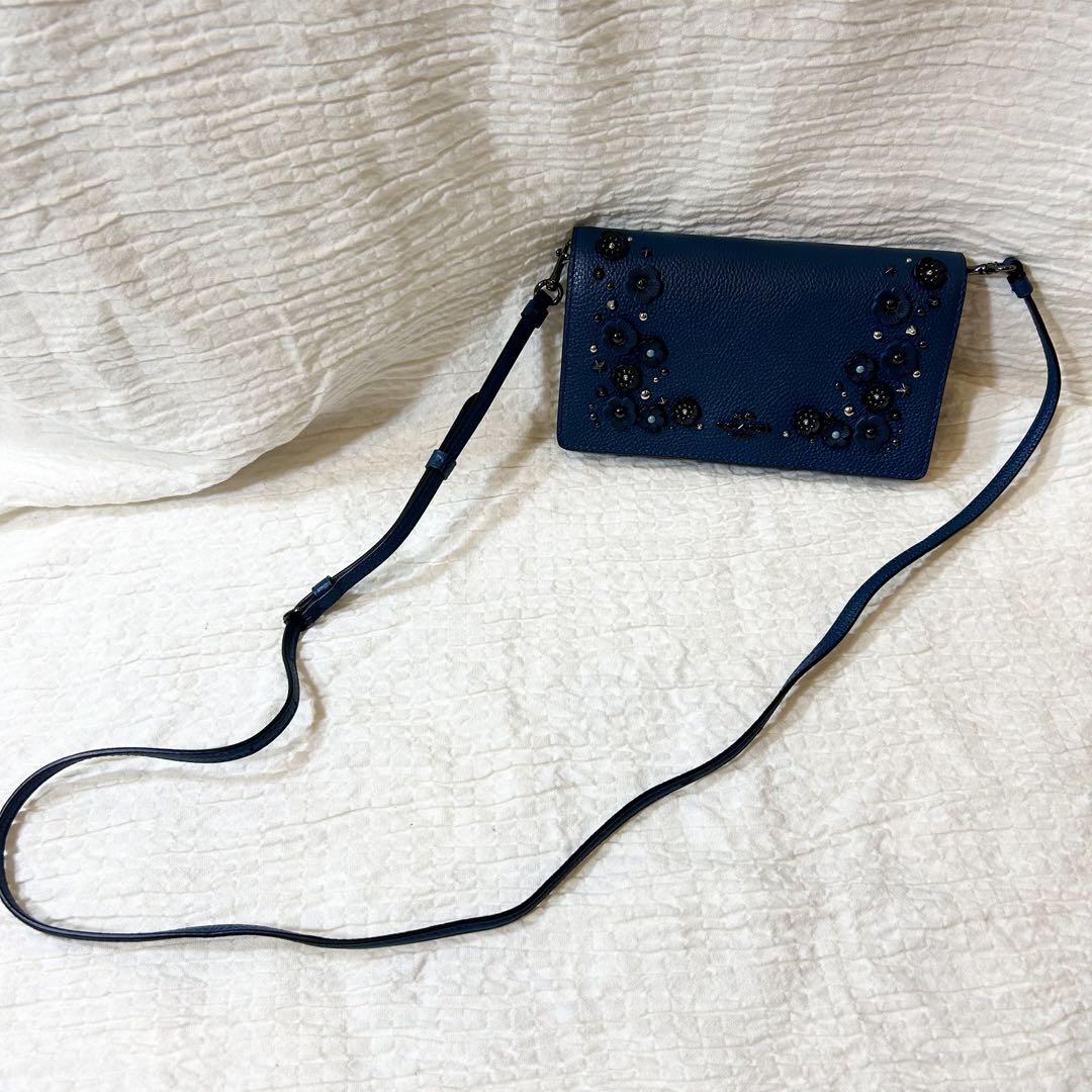 ✨️美品✨️ COACH コーチ　ティーローズ　ショルダーウォレット お花