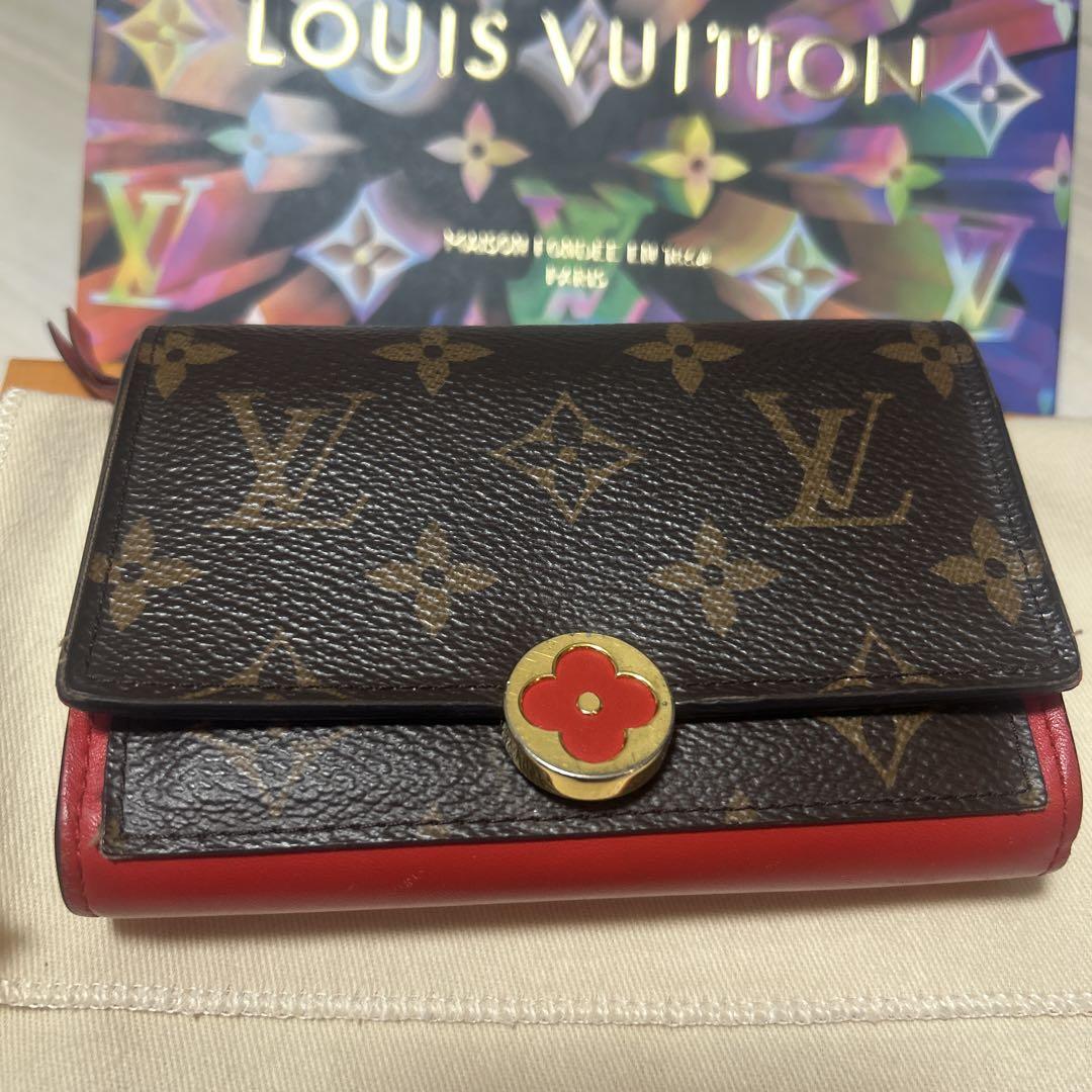 美品！Louis Vuitton 二つ折り財布 ブラウン/レッド