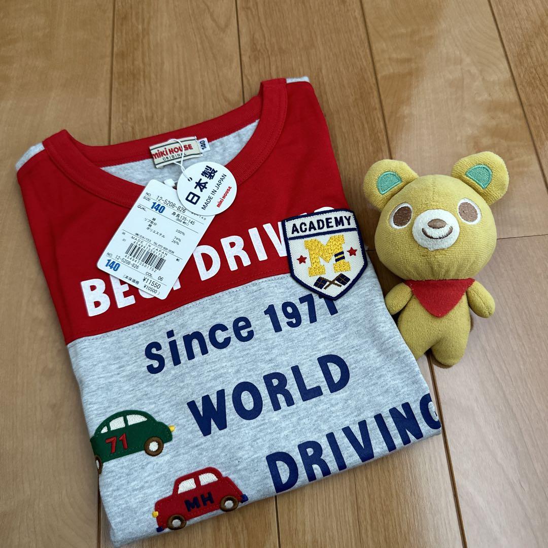 ★ミキハウス★半袖Ｔシャツ★140★豪華な車やエンブレムのワッペン★日本製★赤