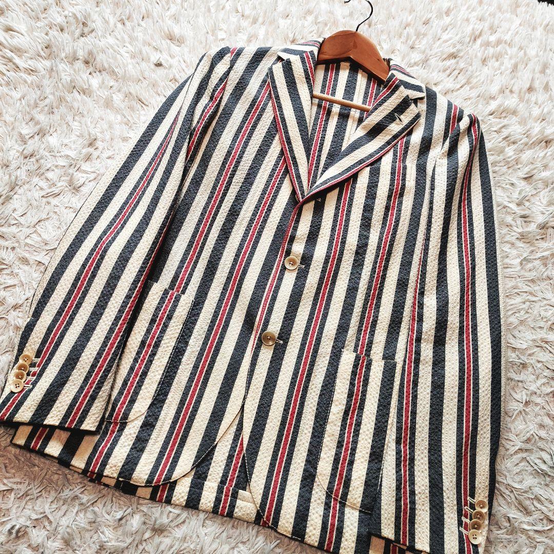 LARDINI ラルディーニ テーラードジャケット ストライプ ウール コットン