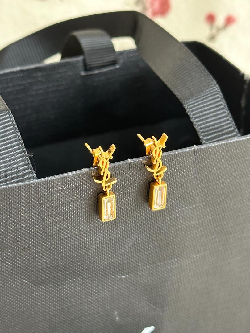 SAINT LAURENT サンローラン YSLロゴピアス ゴールド