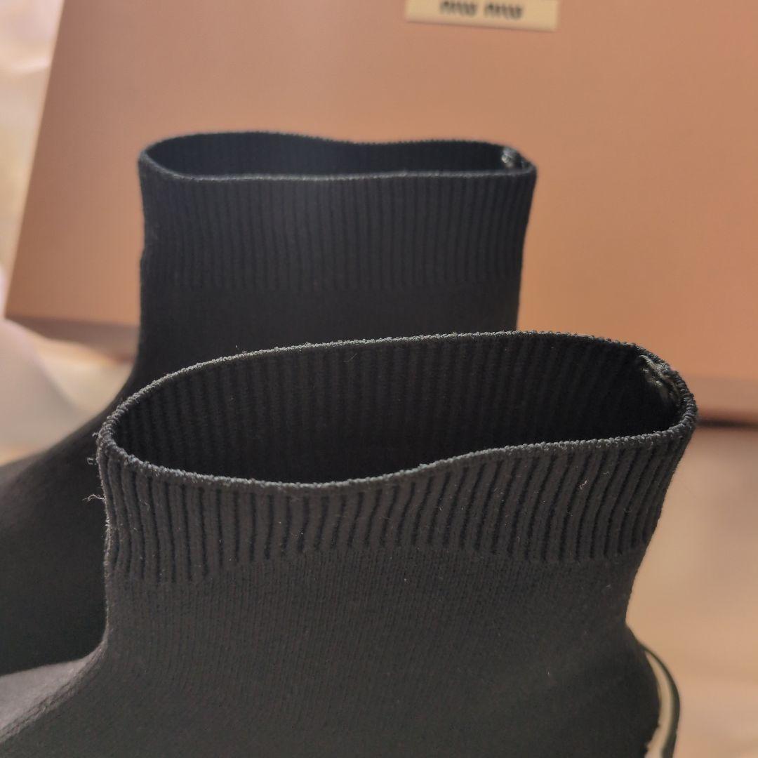 ★miu miu ニットハイカットスニーカー 黒★ ★miu miu ニットハイカットスニーカー 黒★