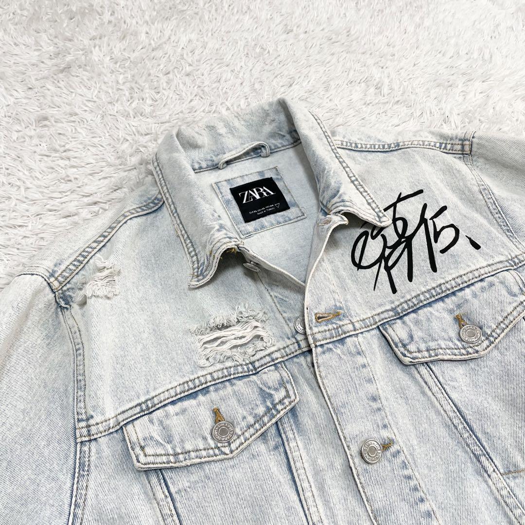 ZARA ザラ デニムジャケット Gジャン ペイント ダメージ加工 ZARA ザラ デニムジャケット Gジャン ペイント ダメージ加工