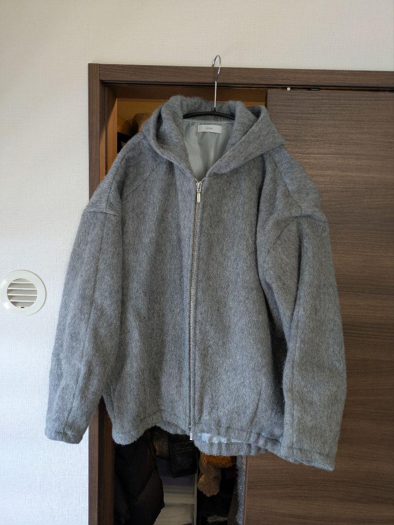 ほぼ未使用 pois ポワ シャギーフーディーコート グレー