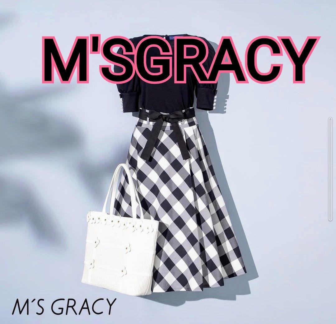 ✨M'S GRACY スカート　チェック　黒　L . M