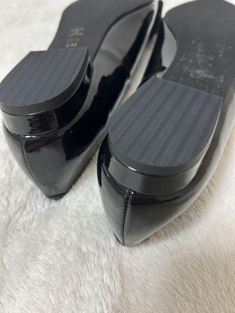 【美品】DIANA ダイアナ グログランリボン オペラシューズ 黒エナメル