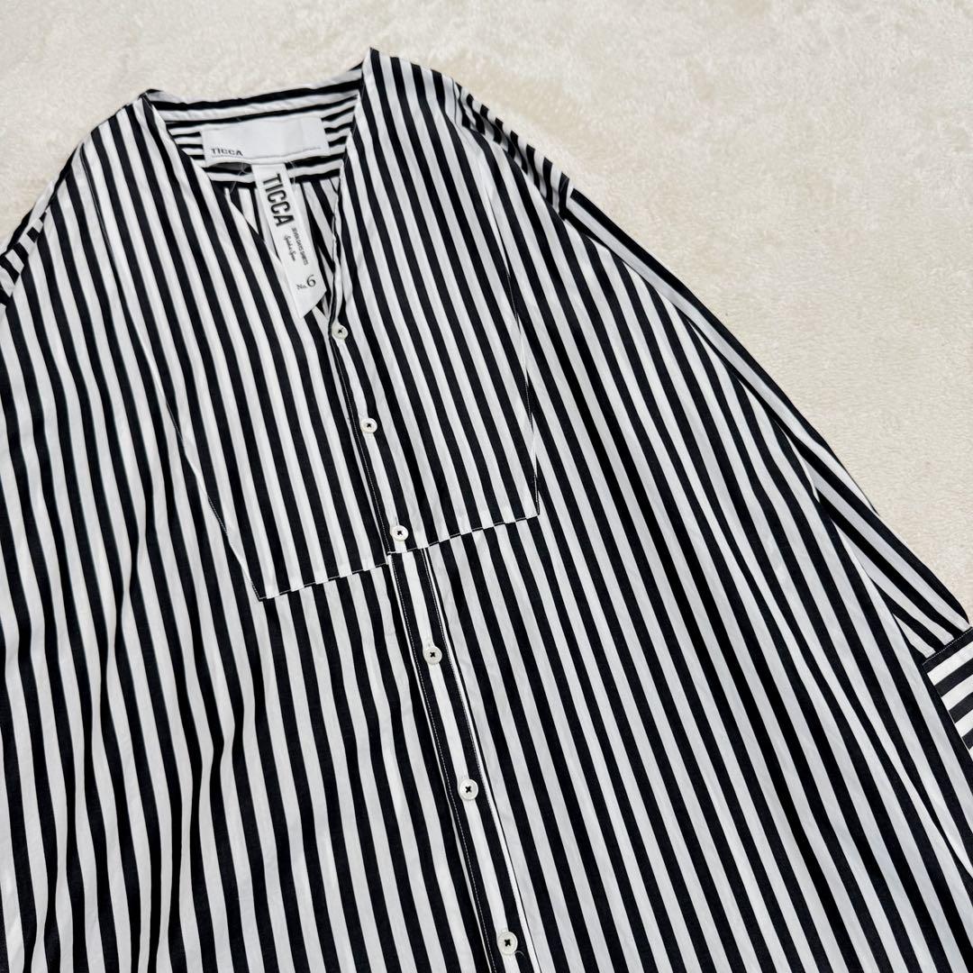 美品 ティッカ スピックアンドスパン 別注 ロングシャツワンピース ストライプ