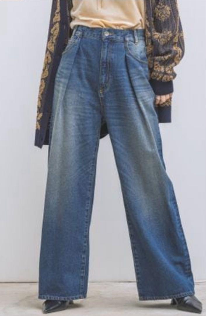 JEANASISタックワイデニムブルー