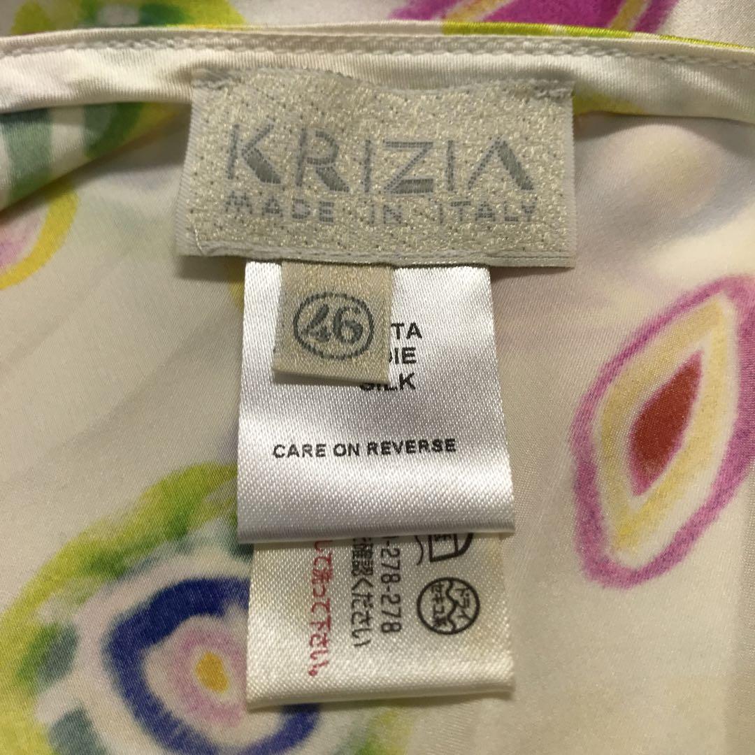 レトロ イタリーモード 古着 KRIZIA 総柄 シャイニー シルキー