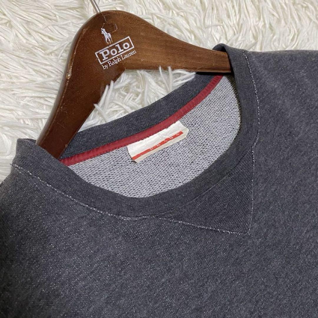 【良品✨】PRADA ラバータグ 長袖 スウェット トレーナー グレー