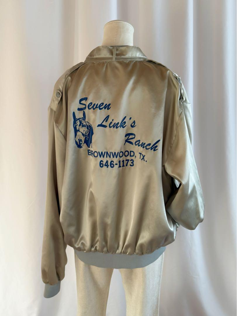 古着 ビンテージ 70s USA シルバー ジャケット 馬 ギラギラ