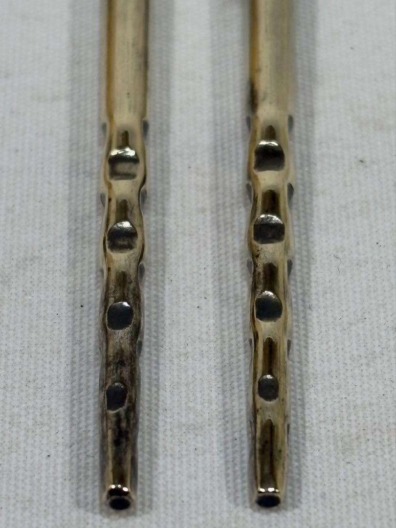 金工師　木村清五郎造　菊頭四方すかし飾火箸　美品　共箱　茶道具　送料込