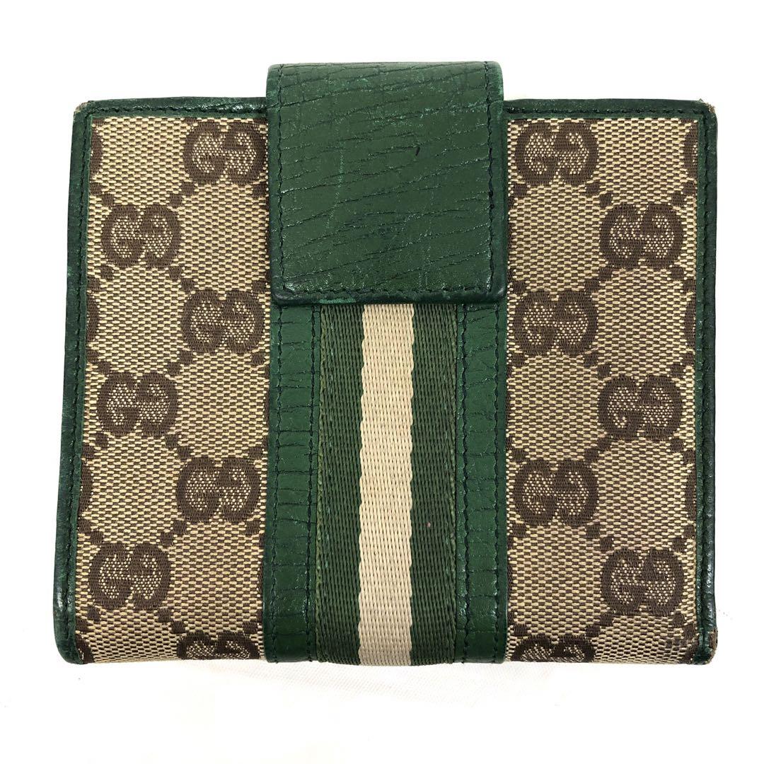 M05/038 GUCCI グッチ 三つ折り財布 GGキャンバス シェリーライン