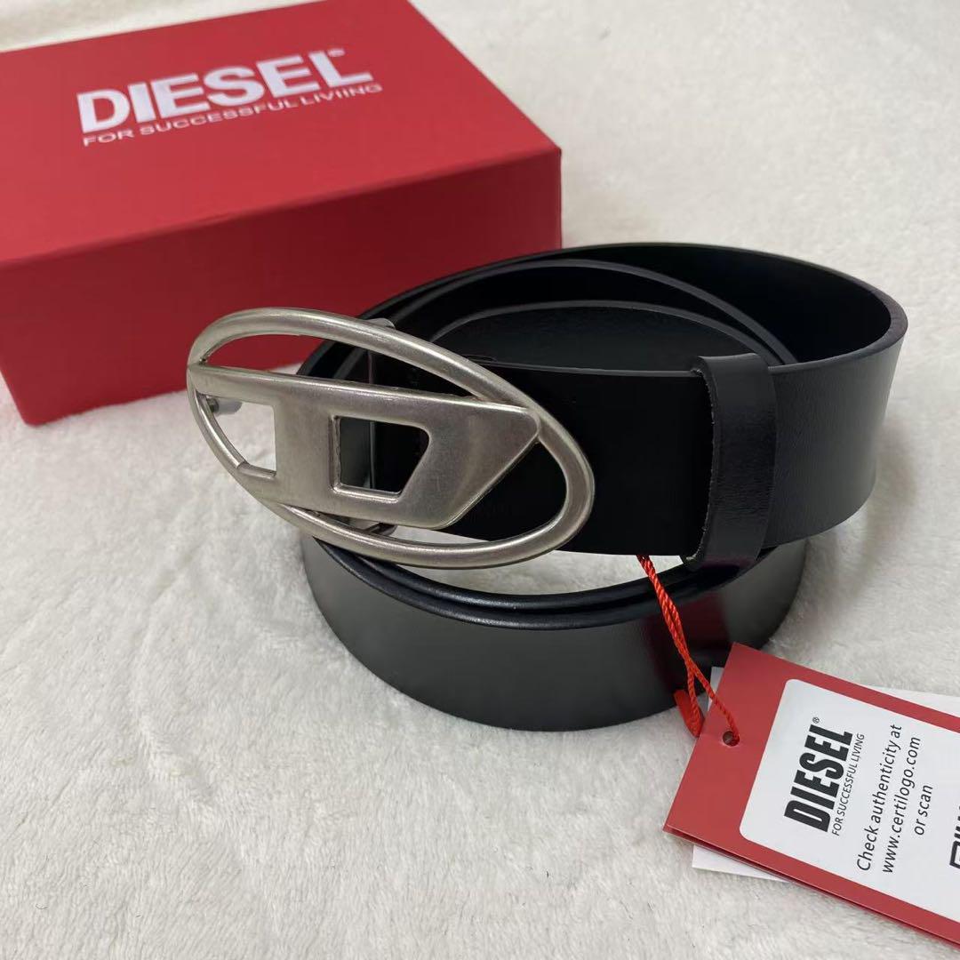 【人気】DIESELカウレザー レトロ ベルト 90サイズ/BLACK