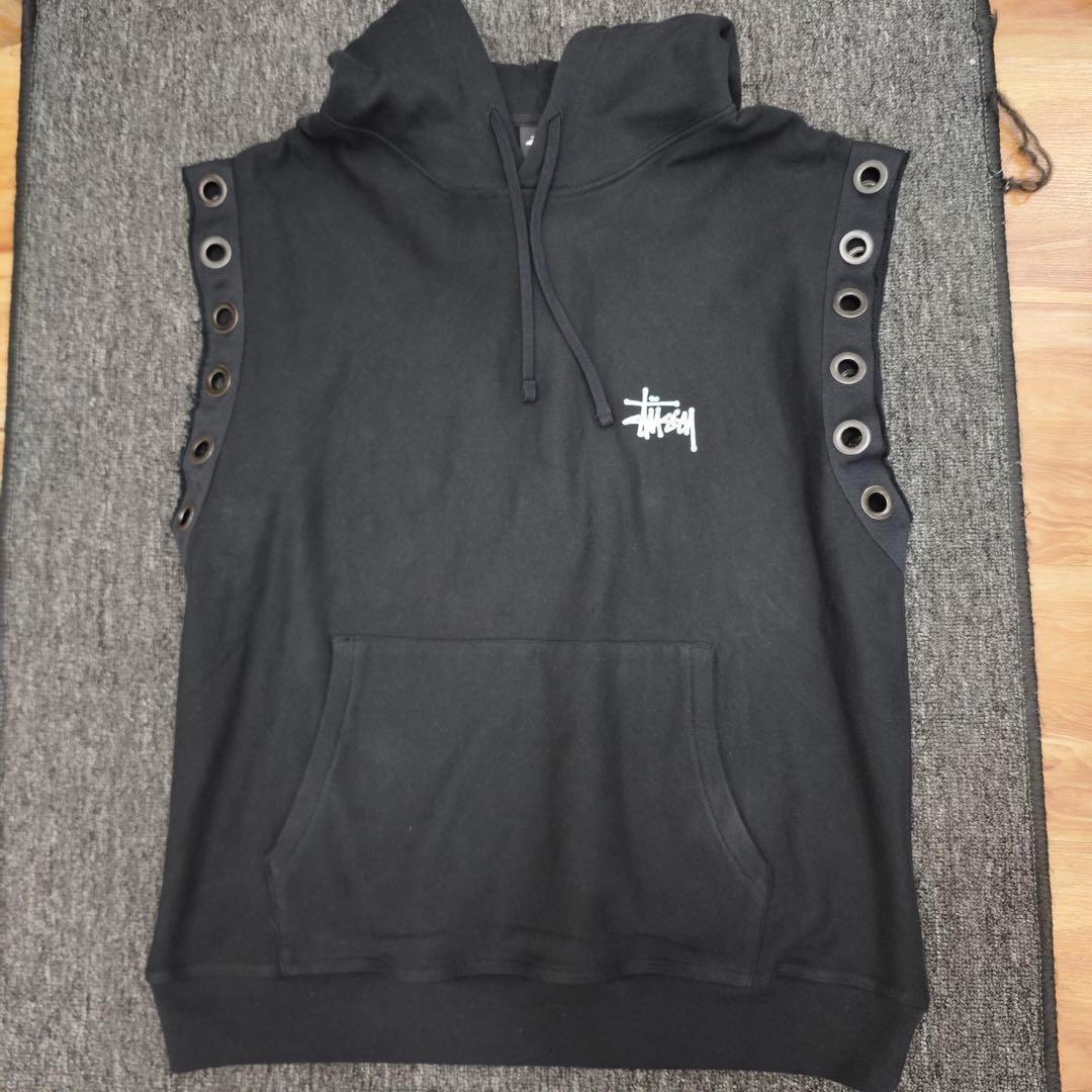 STUSSYノースリーブ パーカー ブラック Lサイズ 画像2