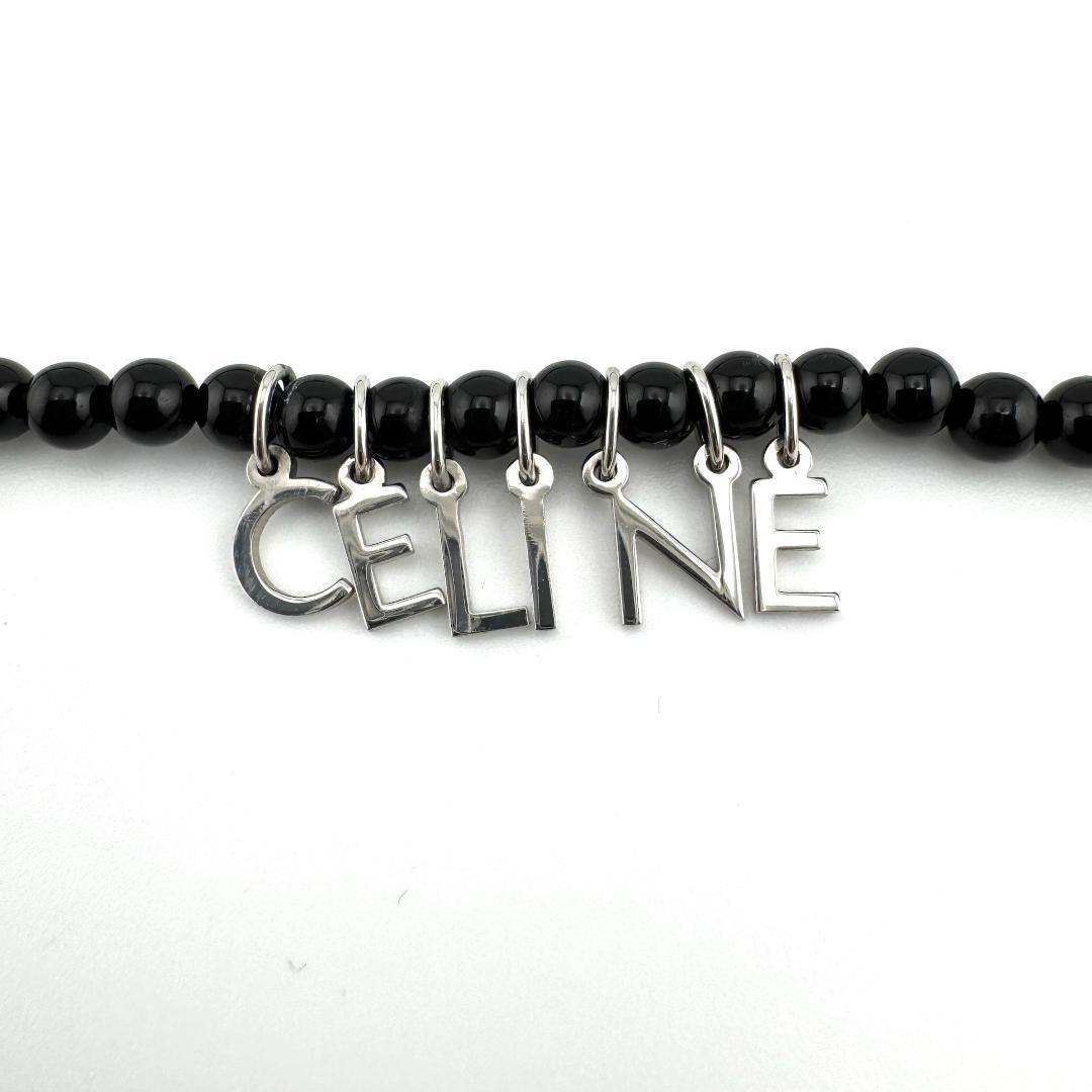 CELINE オニキス & ロジウム モノクローム ビーズ ネックレス セリーヌ モノクローム ネックレス ビーズ オニキス&ロジウム