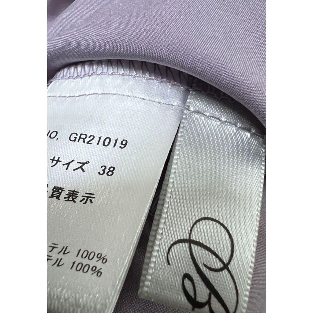 結婚式 デコルテシースルーレース　ロングワンピース　ラベンダー　38サイズ