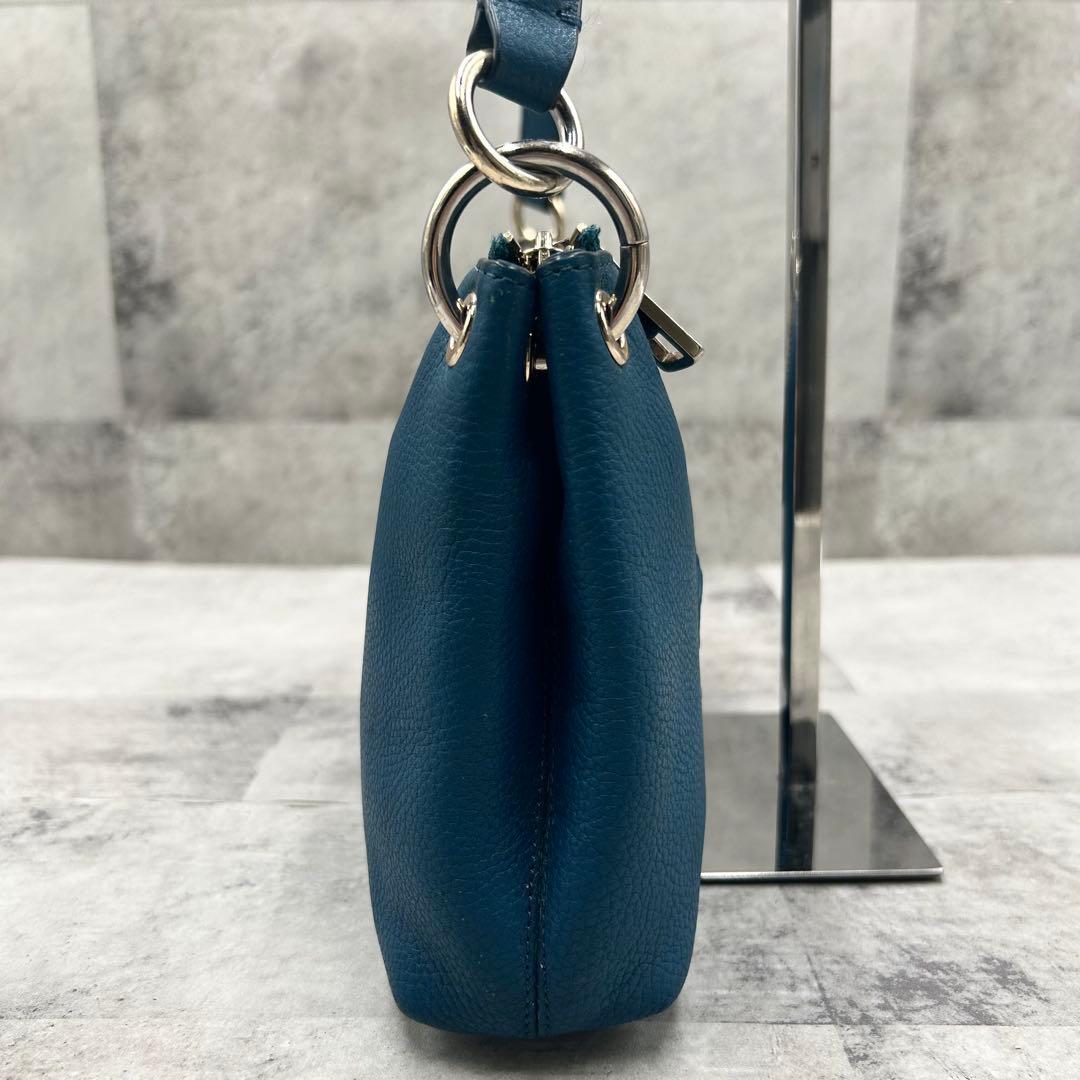 ✨美品✨コーチ　チャーリー　ショルダーバッグ　2way エンボスロゴ　レザー　青