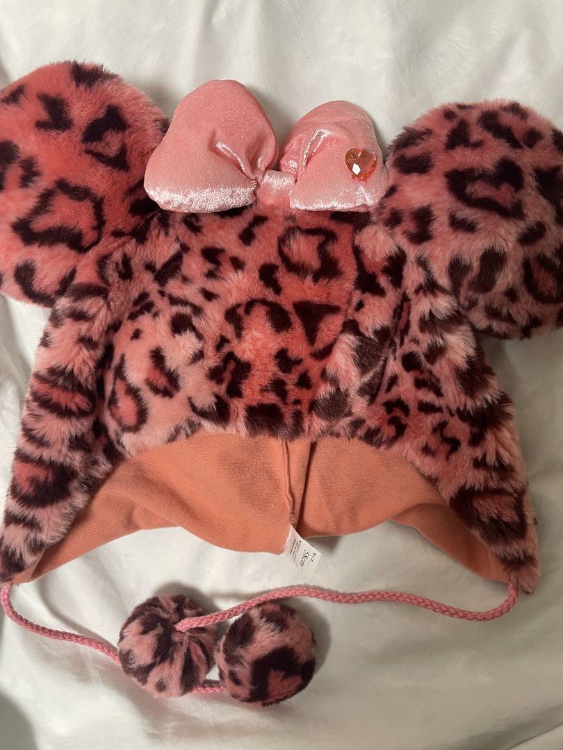 【ユ】ディズニー　ファンキャップ　ヒョウ柄　ミニー　ピンク ディズニーミニーちゃんファンキャップヒョウ柄ピンク