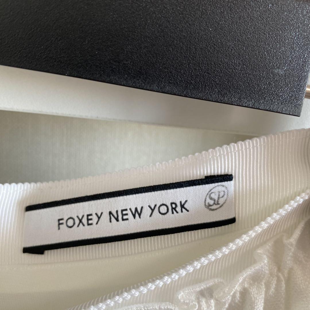 海外ブランドアウトレット通 未使用】FOXEY 38 リネン ティアードスカート 白 YORK NEW スカート