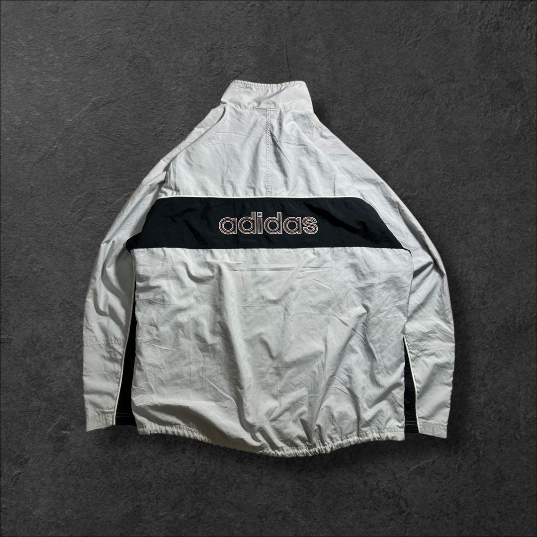 2002年製adidas古着ナイロンハーフジップパーカードローコード/E127