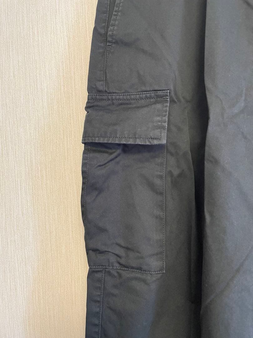【MUJI labo】チノ ワイドカーゴパンツ 黒 L