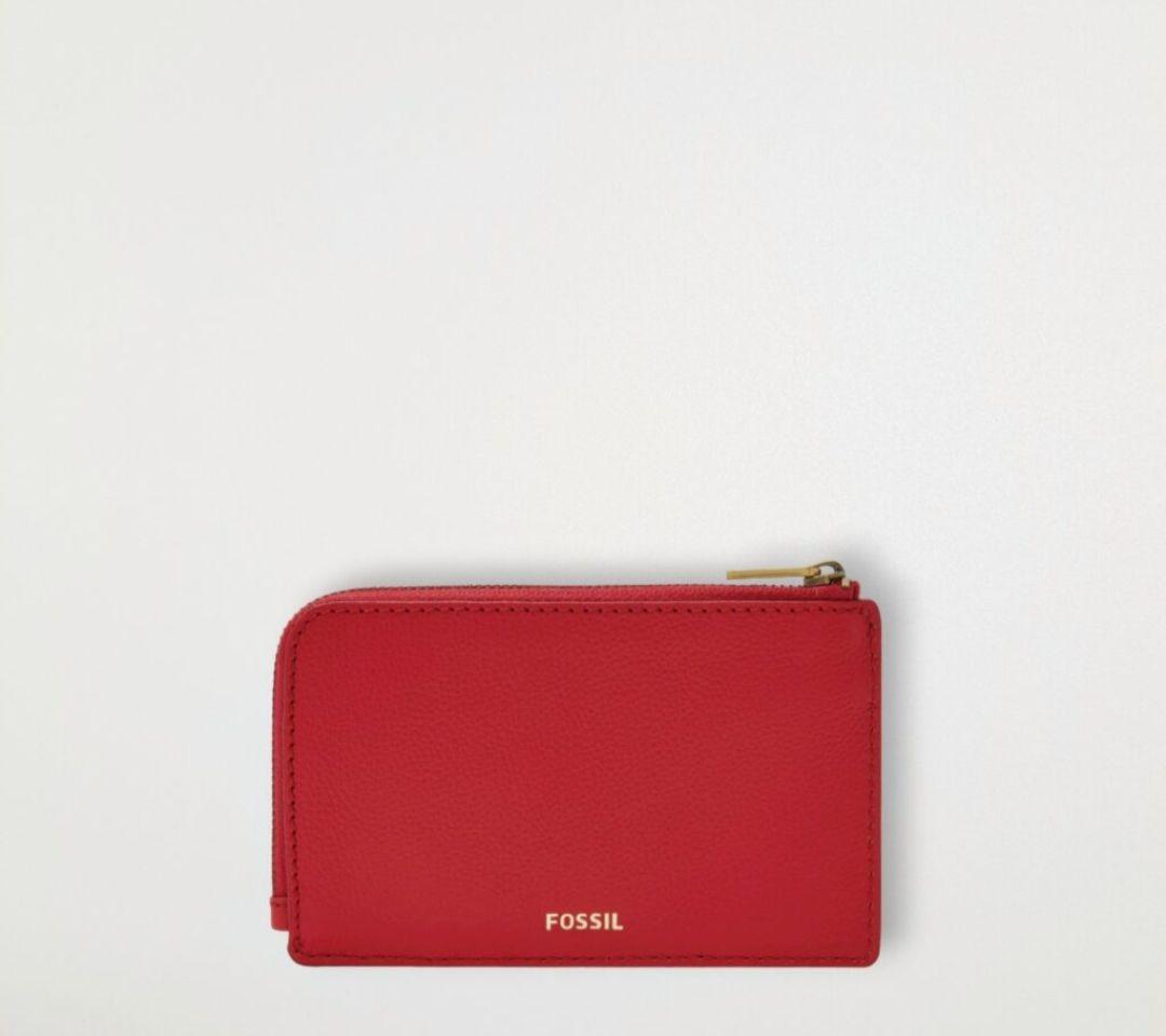 フォッシル Jori レザー ジップ カードケース コインケース レッド