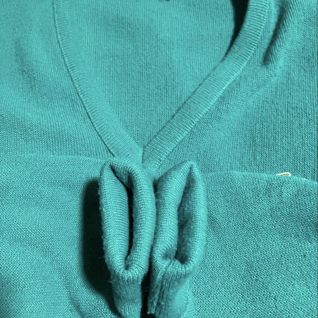 80s 米国製 ビンテージ 糸巻タグ IZOD ラコステ Vネック グリーン