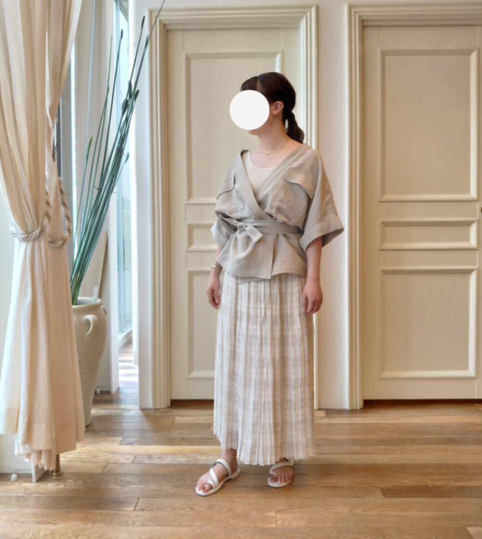 美品 ドレステリア 3.5万円 リネン100% ウエストリボンシャツ ブラウス