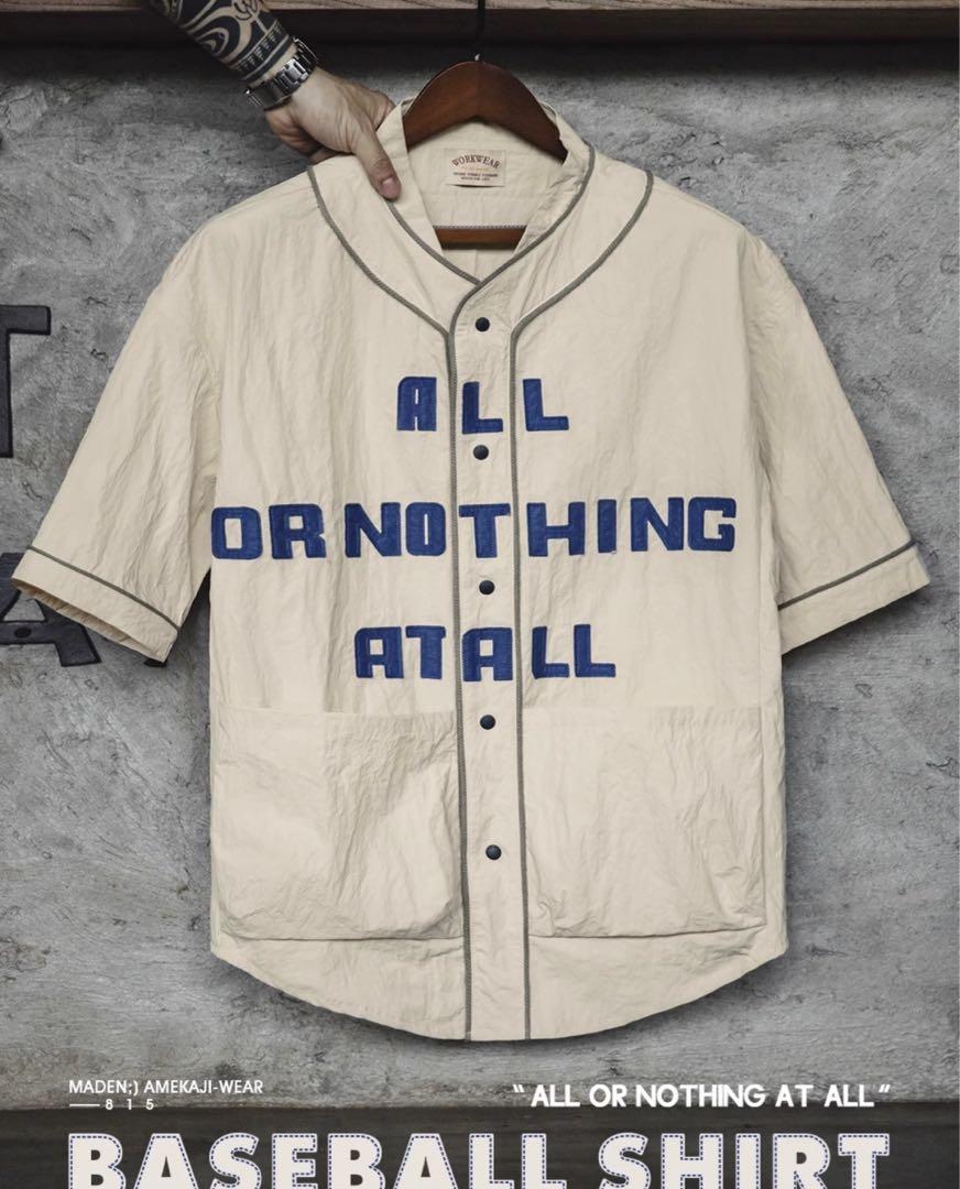 ALL OR NOTHING AT ALLハンドメイドパッチベースボールシャツ