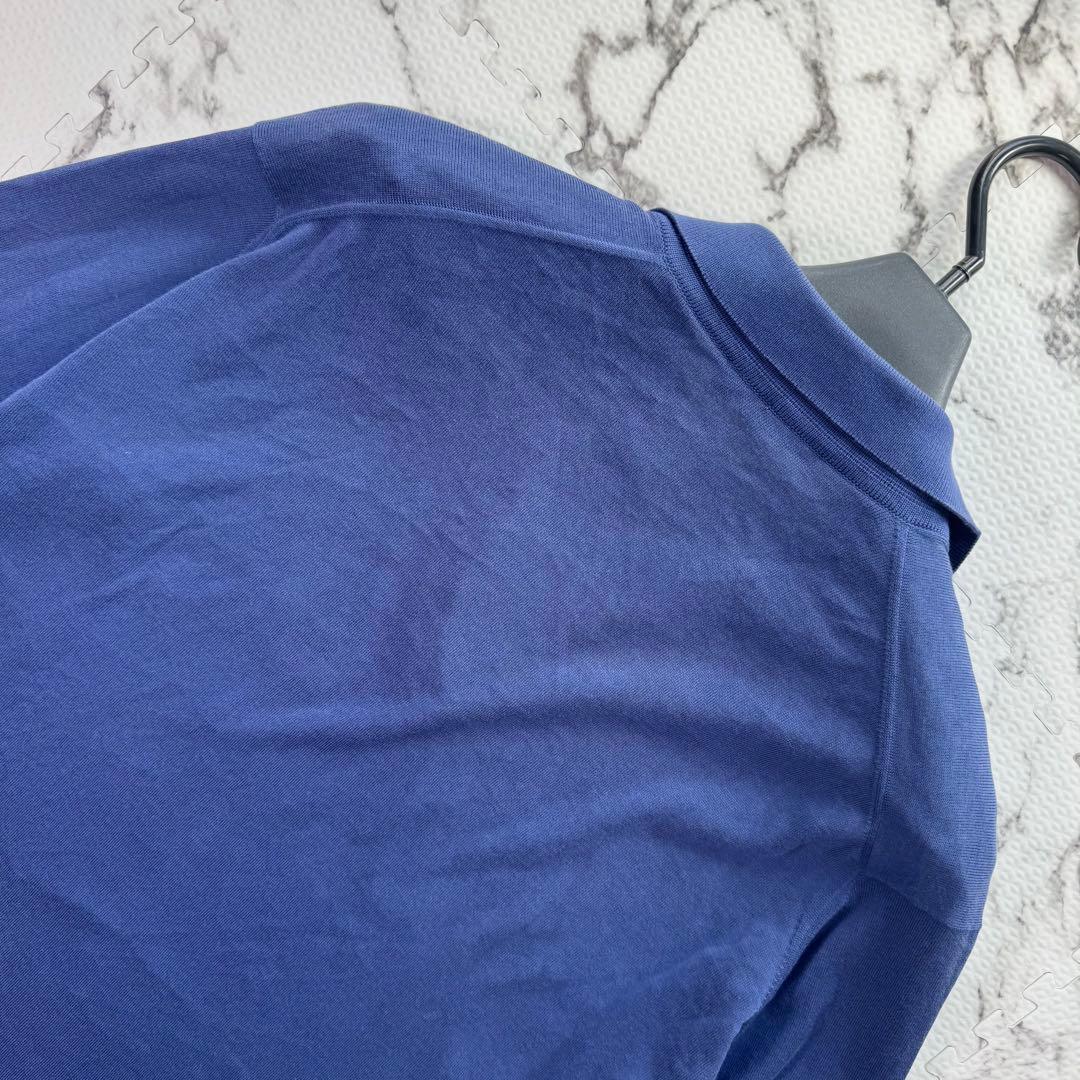 ロロピアーナ　コットンニットポロ　ハイゲージ　ポロシャツ　イタリア製　ブルー