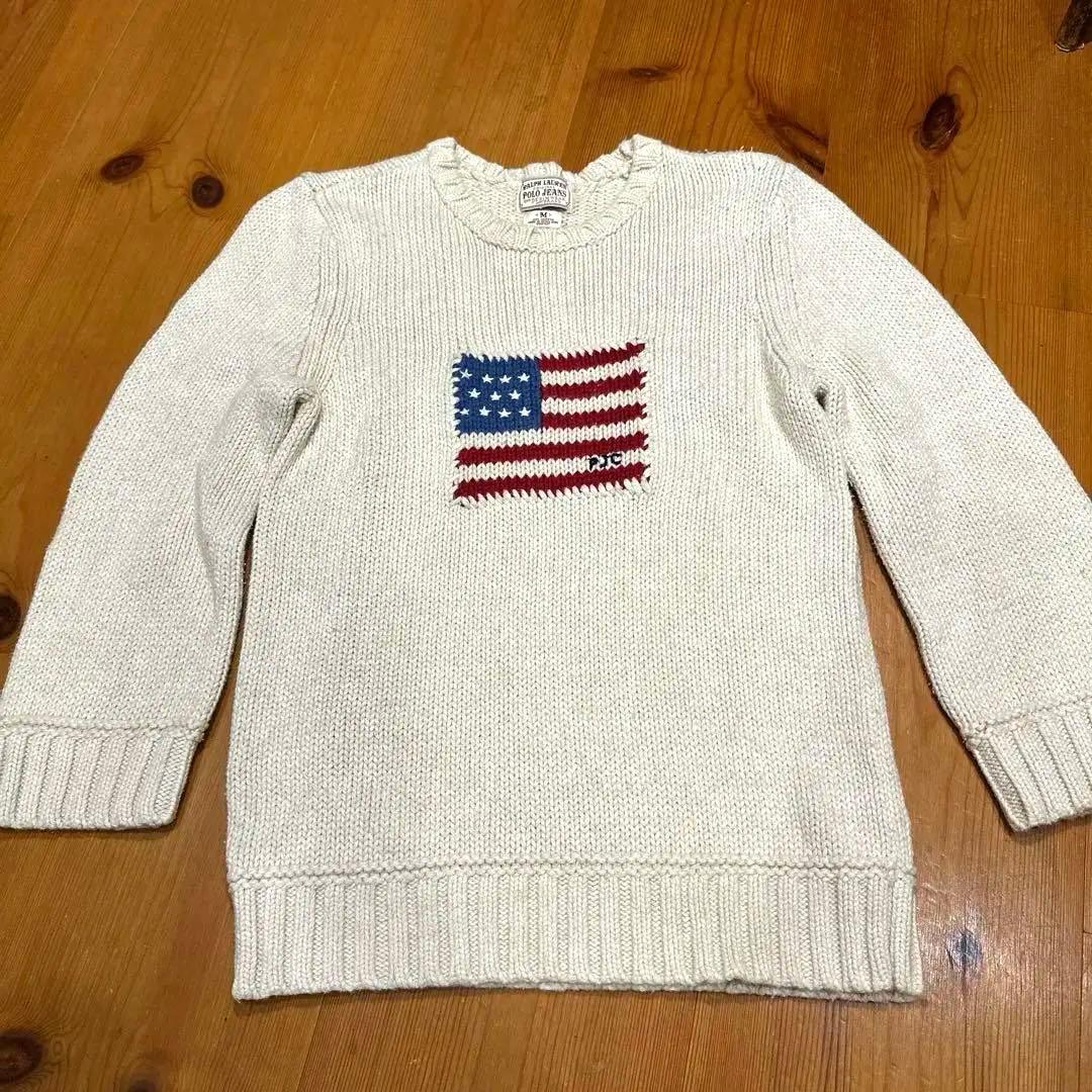 ラルフローレンRalph Laurenポロジーンズニットセーター星条旗 M