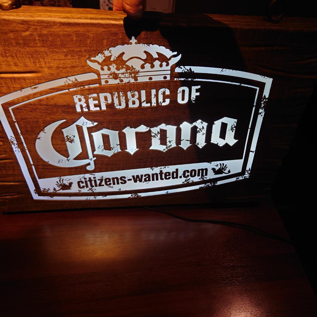 非売品　コロナビール LED看板　木彫風　　LEDネオンサイン