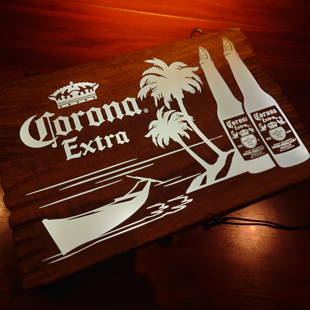 非売品　コロナビール LED看板　木彫風　　LEDネオンサイン