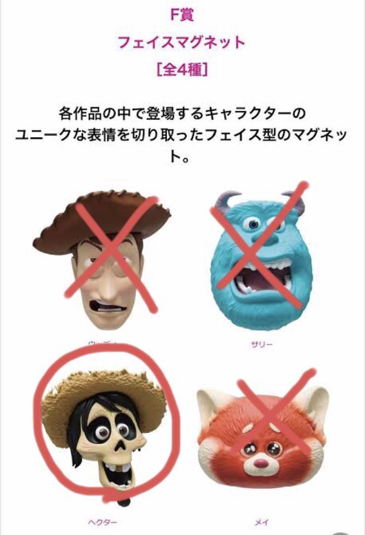 ハッピーくじ ピクサー F賞 フェイスマグネット　４種類 ディズニー ピクサー ハッピーくじ F賞 フェイスマグネット