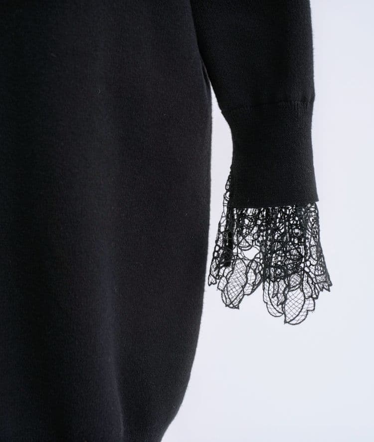 ☆新品☆ BEARDSLEY ビアズリー 袖口レースワンピ BK フリーサイズ