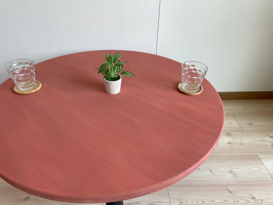 【サイズオーダー可】家具職人が造る丸型テーブル・アンティークコーラル