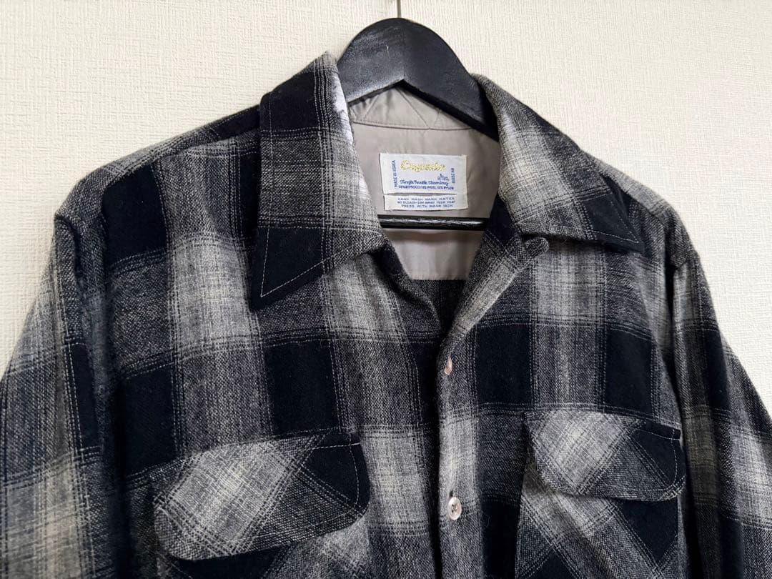 超超スペシャル 60s cascade オンブレ ウール シャツ L ブラック 超超スペシャル 60s cascade オンブレ ウール シャツ L ブラック