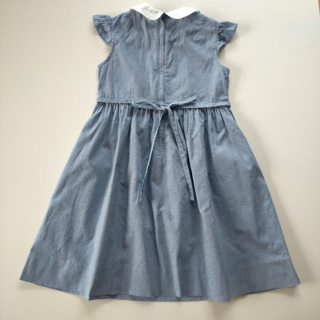 未使用 ファミリア 半袖ワンピース 刺繍入り 紺色 ネイビー お