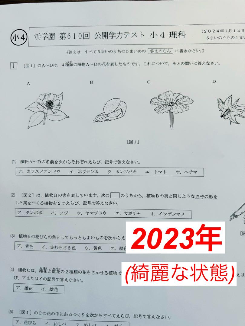 浜学園 小4 8年分 2023年～2016年 公開学力テスト 3教科