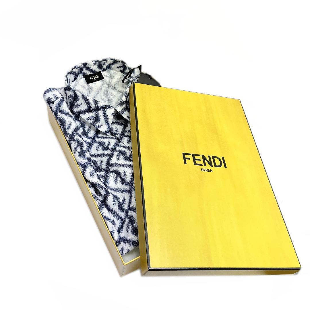 新品 FENDI FS0795 AN0K F0V6W FFモチーフ リネンシャツ