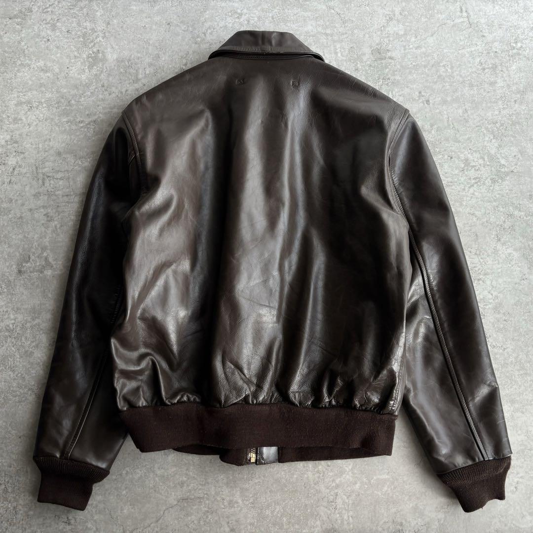 美品□MORGAN【L】ホースハイド 馬革 A-2 フライトジャケット