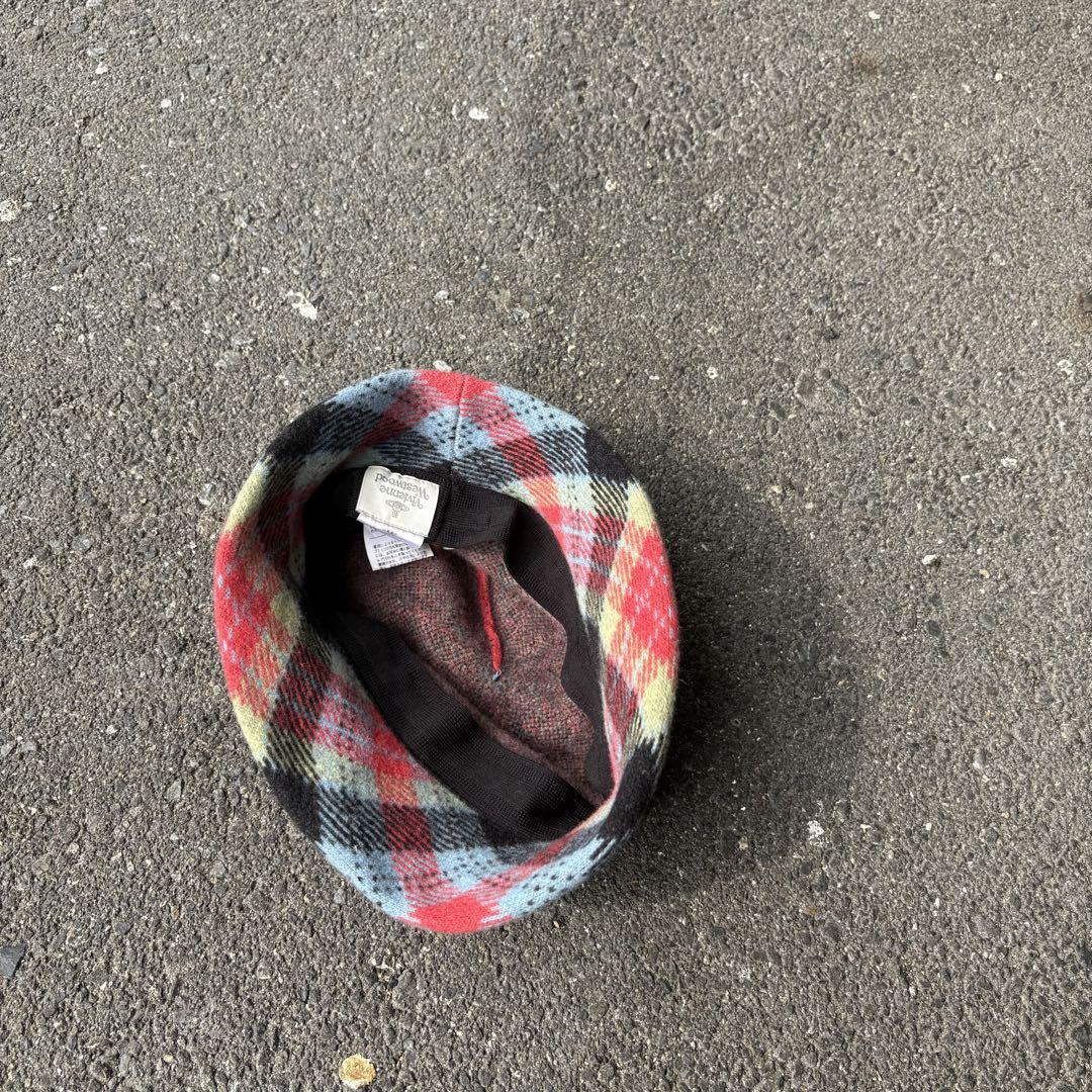 90s Vivienne westwood チェック ウール ハット 帽子