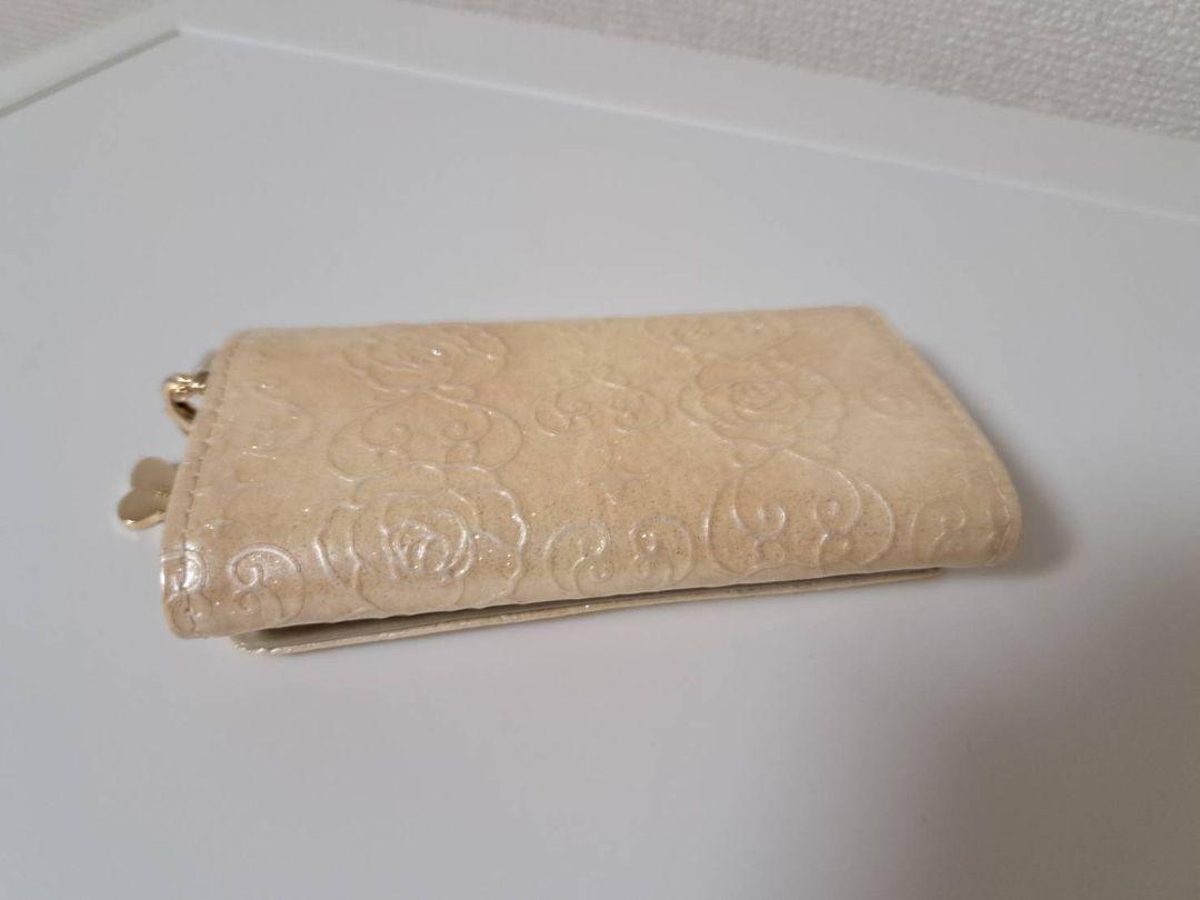 ANNA SUI キーケース キーリング付き ベージュ 本革レザー 小物