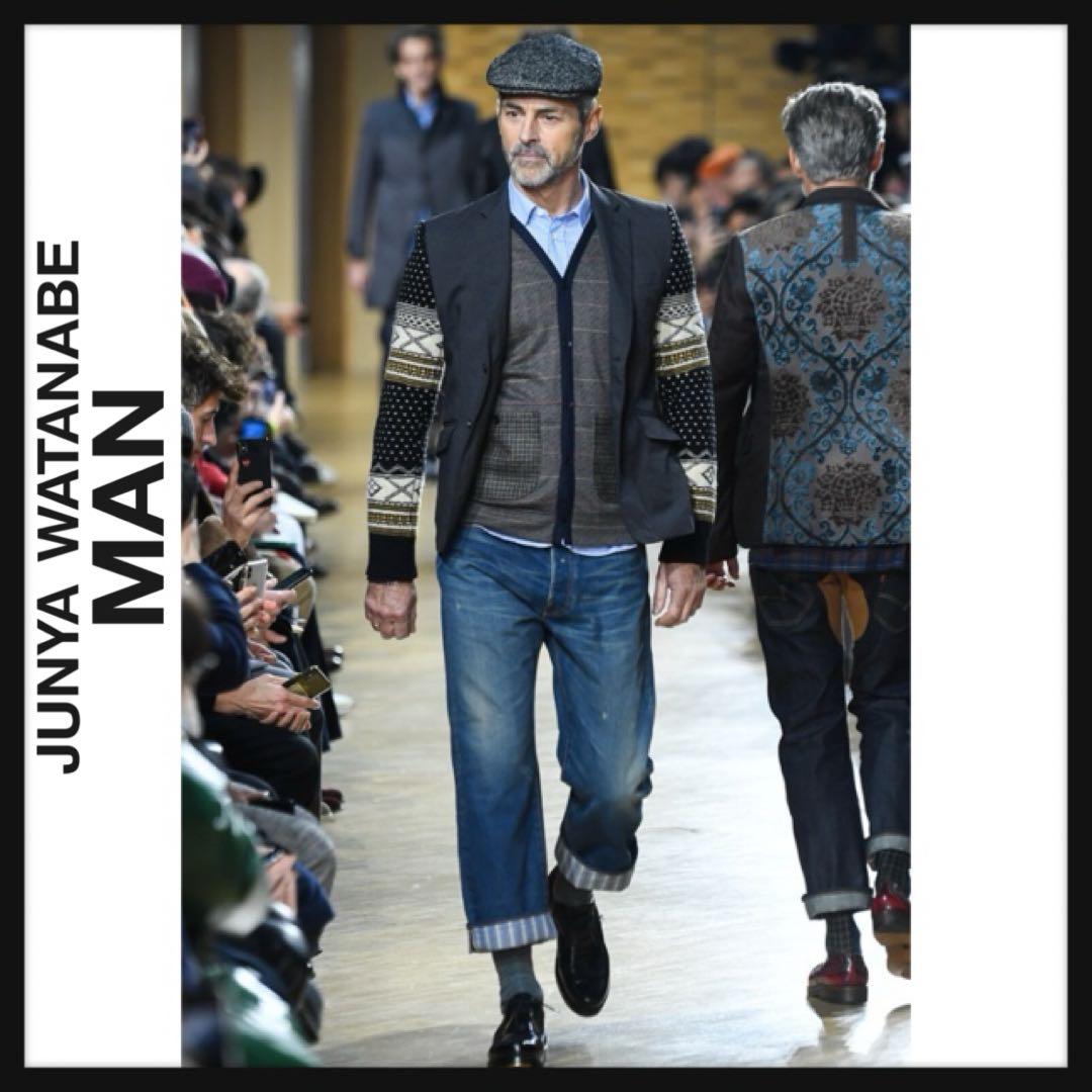 肩幅43美品【JUNYA WATANABE】 袖ニット切り替え テーラードジャケット S