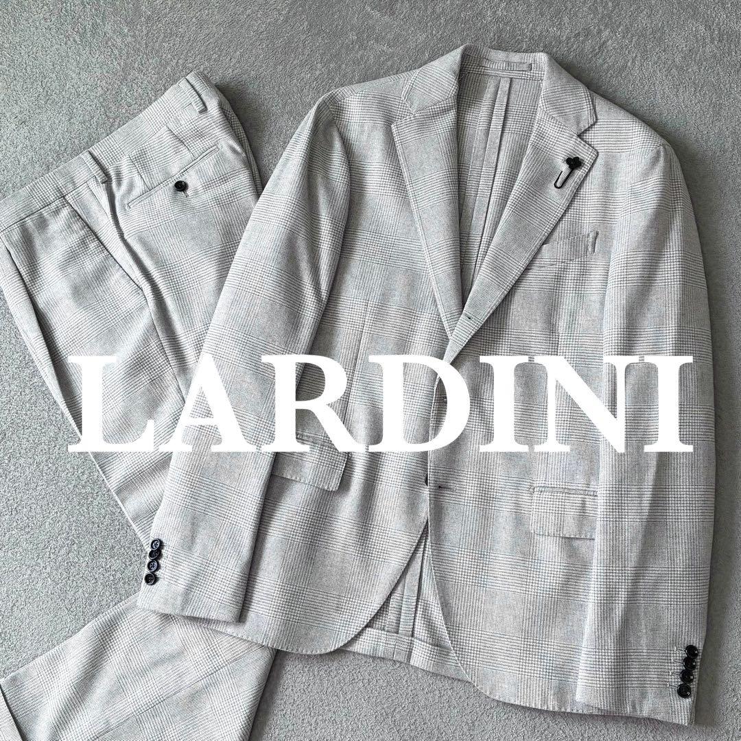 級 LARDINI カシミヤ シルク 現行 グレンチェック柄 48L LARDINI