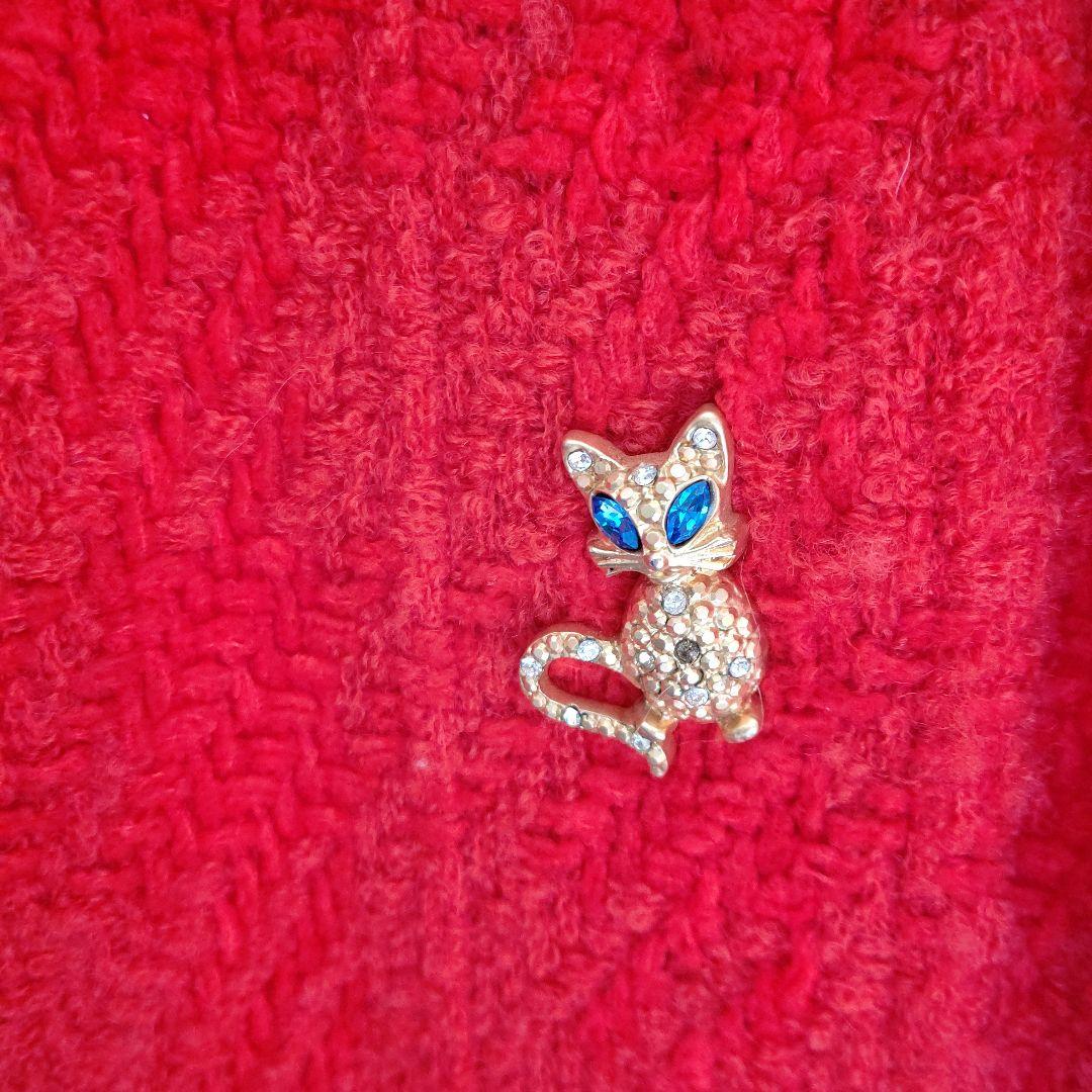 伊太利屋 赤ロングコート ゴールドボタン&ポケット刺繍付き