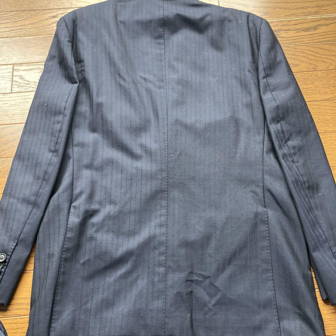 洋服の青山最高級サビルロウ ダークグレー ストライプ