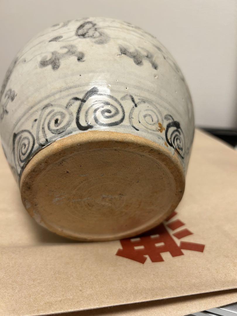 多色 花柄 陶器 花瓶