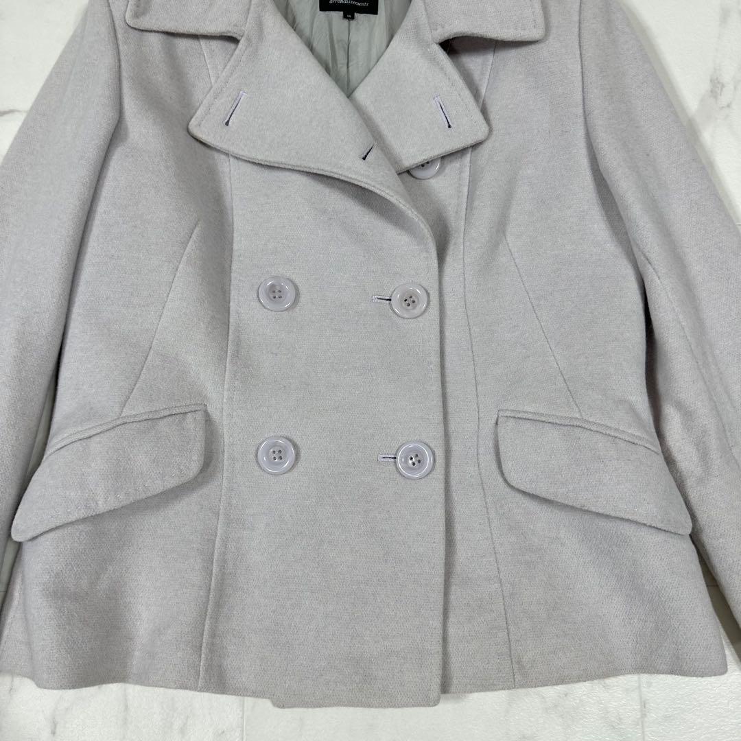 【美品】23区 アンゴラ混 Pコート ライトグレー 3XL相当 【美品】23区 アンゴラ混 Pコート ライトグレー 3XL相当